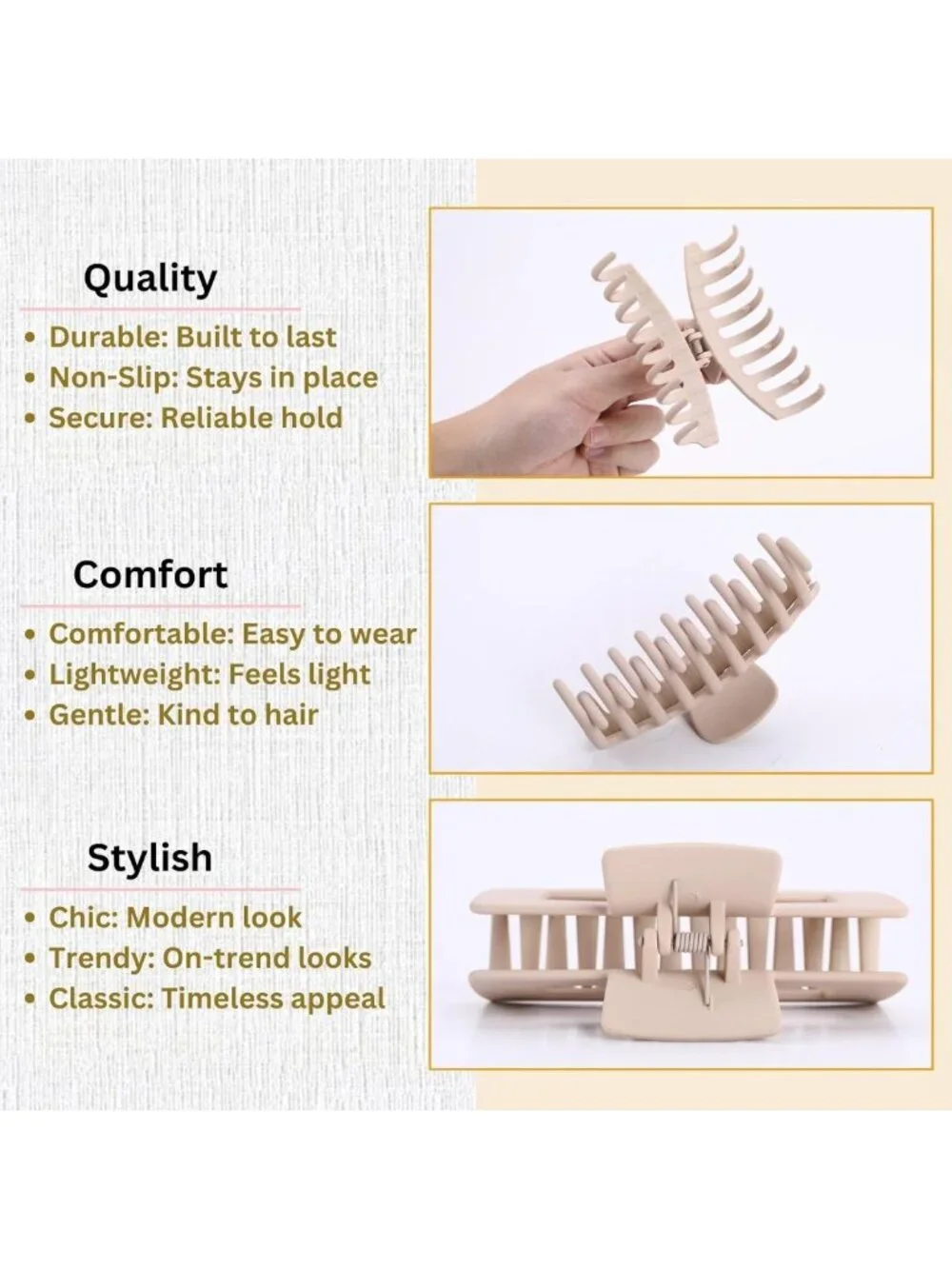 Large Hair Claw Clips for Women - Strong Hold Matte Banana Clips for All Hair